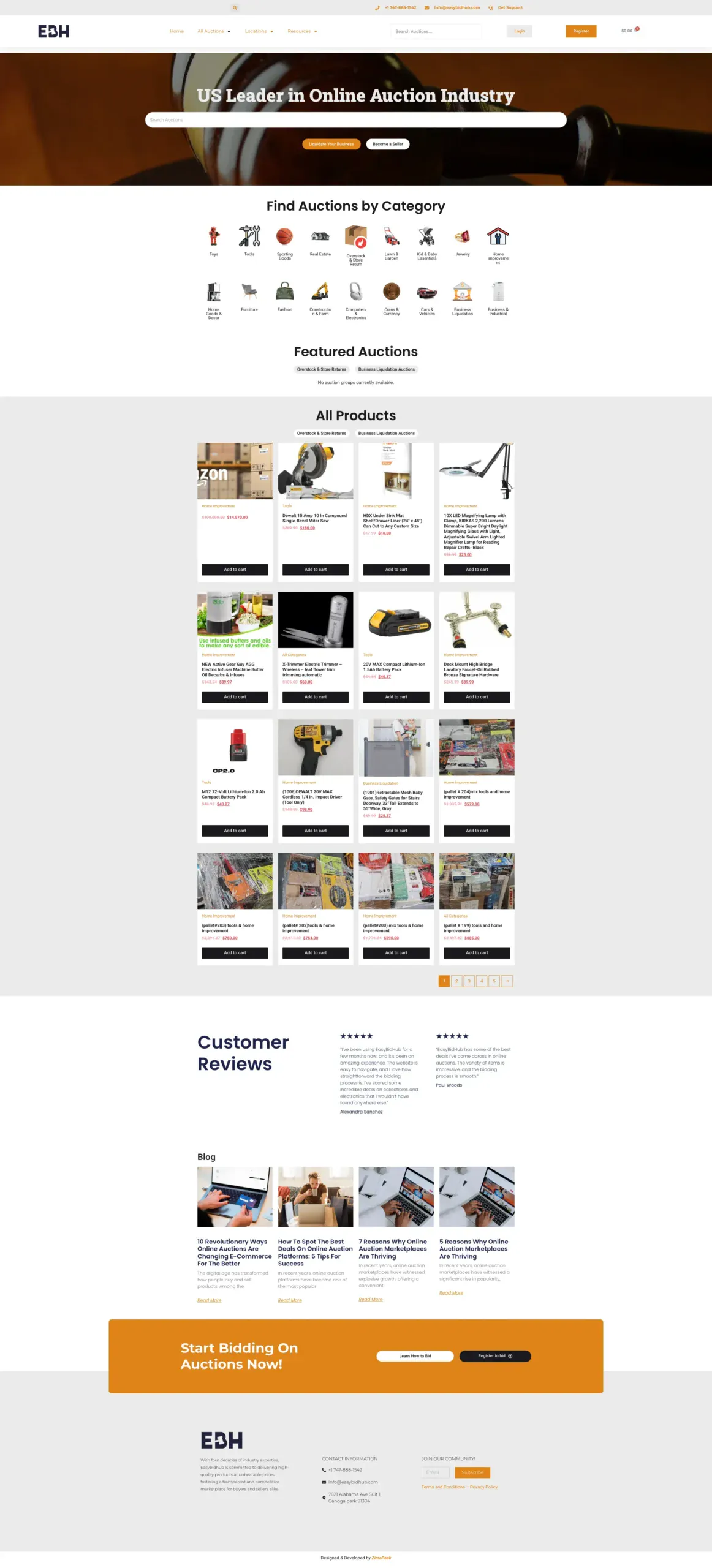 Easybidhub website design