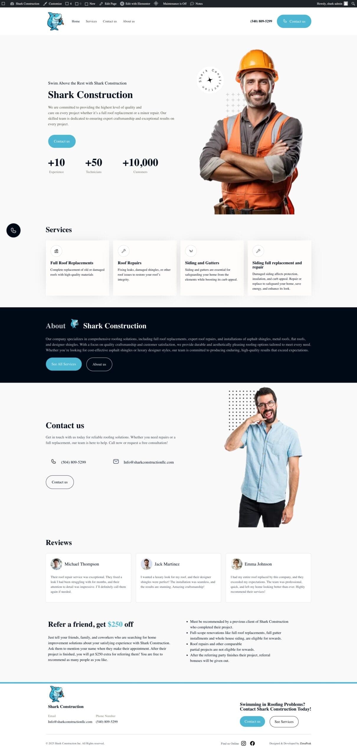 Shark Construction website design