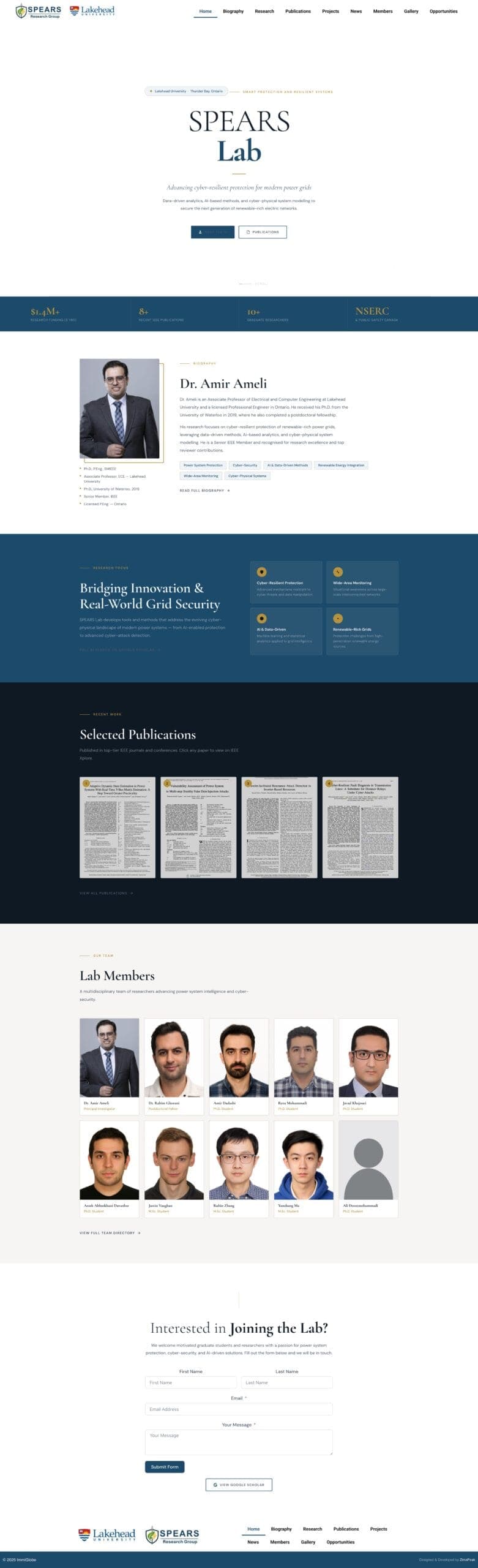 Speares Lab website design